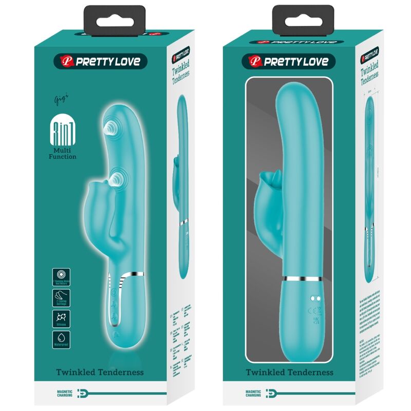 PRETTY LOVE - VIBRADOR RABBIT COM LICKING VERDE ÁGUA