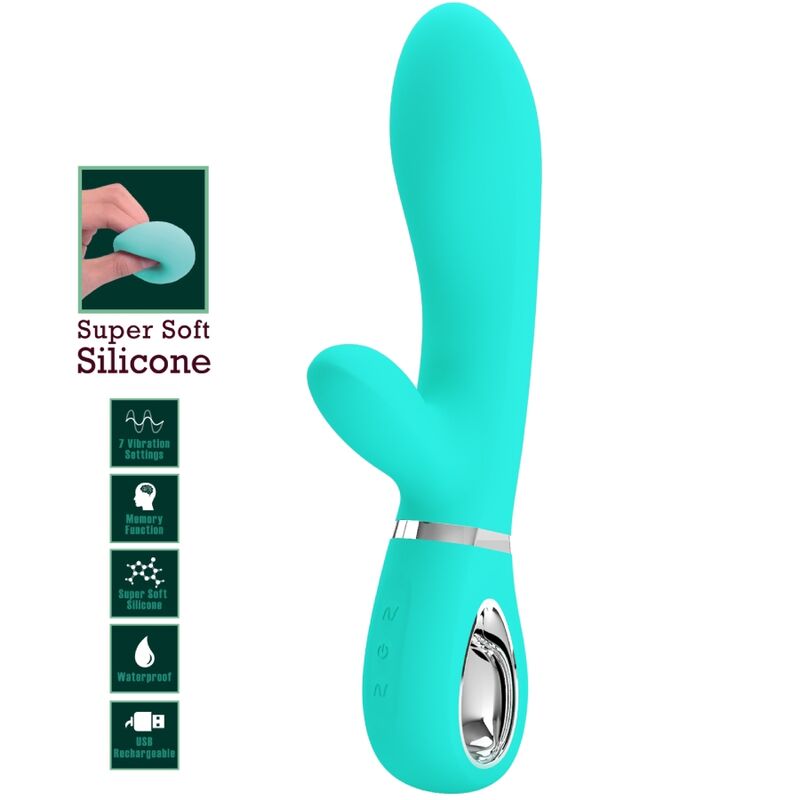 PRETTY LOVE - THOMAS VIBRADOR PONTO G MULTIFUNÇÕES VERDE ÁGUA