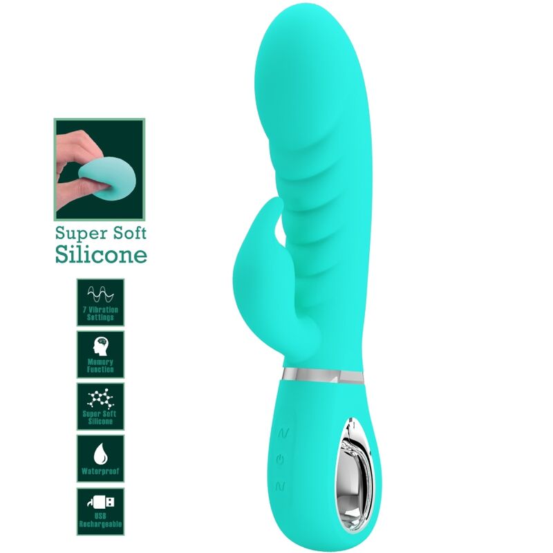 PRETTY LOVE - PRESCOTT VIBRADOR PONTO G MULTIFUNÇÕES VERDE ÁGUA