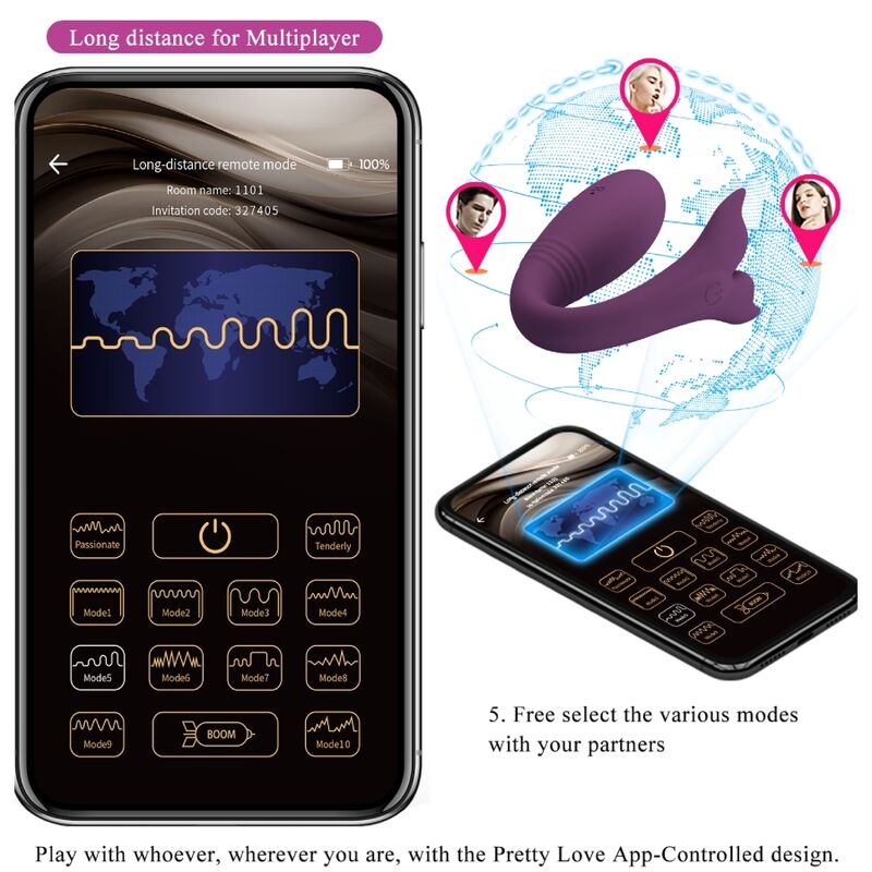 PRETTY LOVE - JAYLEEN VIBRADOR COM CONTROLO APP LILÁS