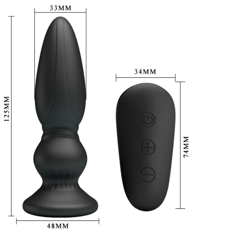 MR PLAY - VIBRADOR POTENTE COM CONTROLO REMOTO PLUG ANAL PRETO