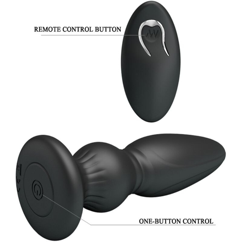 MR PLAY - VIBRADOR POTENTE COM CONTROLO REMOTO PLUG ANAL PRETO