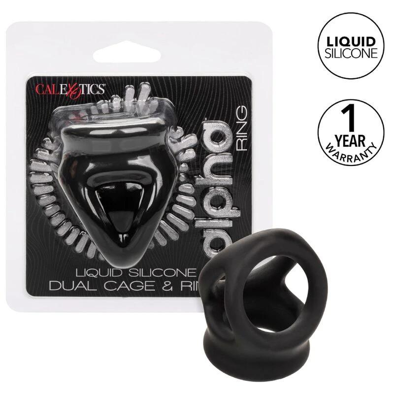 ALPHA ANEL DE GAIOLA DUPLA PRETO - Sex Shop Sexy