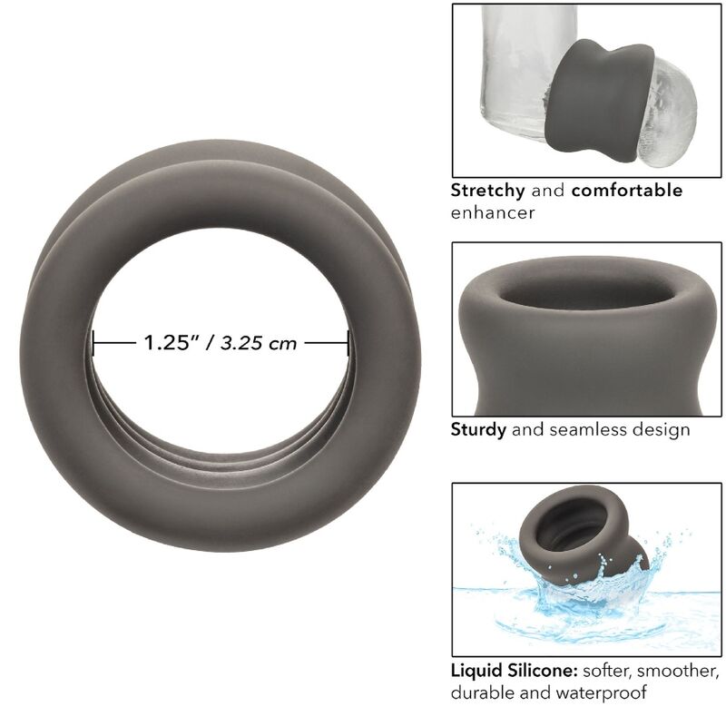 CALEXOTICS - ALPHA ANEL EXTENSOR DE ESCROTO DUPLO PRETO