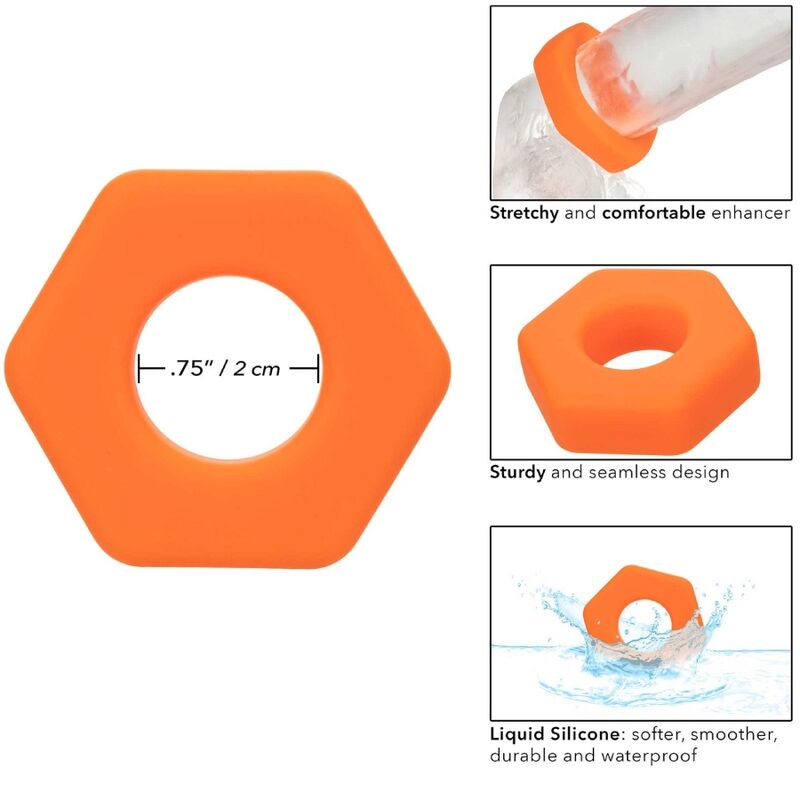 CALEXOTICS - ALPHA ANEL ALONGADOR HEXAGONAL LARANJA