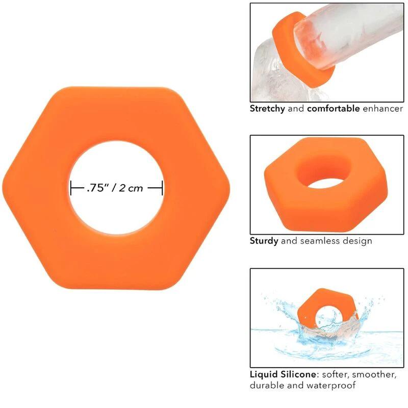 ANEL ALPHA PROLONG HEXÁGONO LARANJA - Sex Shop Sexy