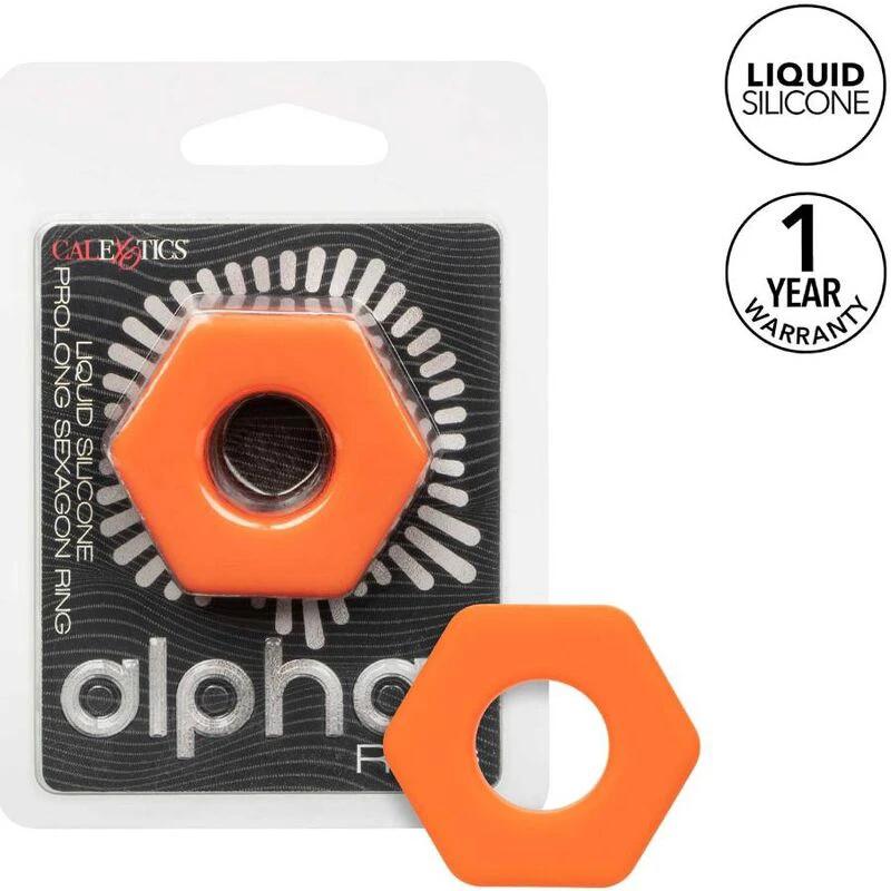 ANEL ALPHA PROLONG HEXÁGONO LARANJA - Sex Shop Sexy