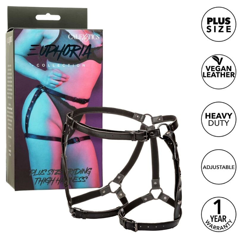 CALEXOTICS – EUPHORIA ARNÊS DE COXA TIPO EQUITAÇÃO TAMANHO PLUS