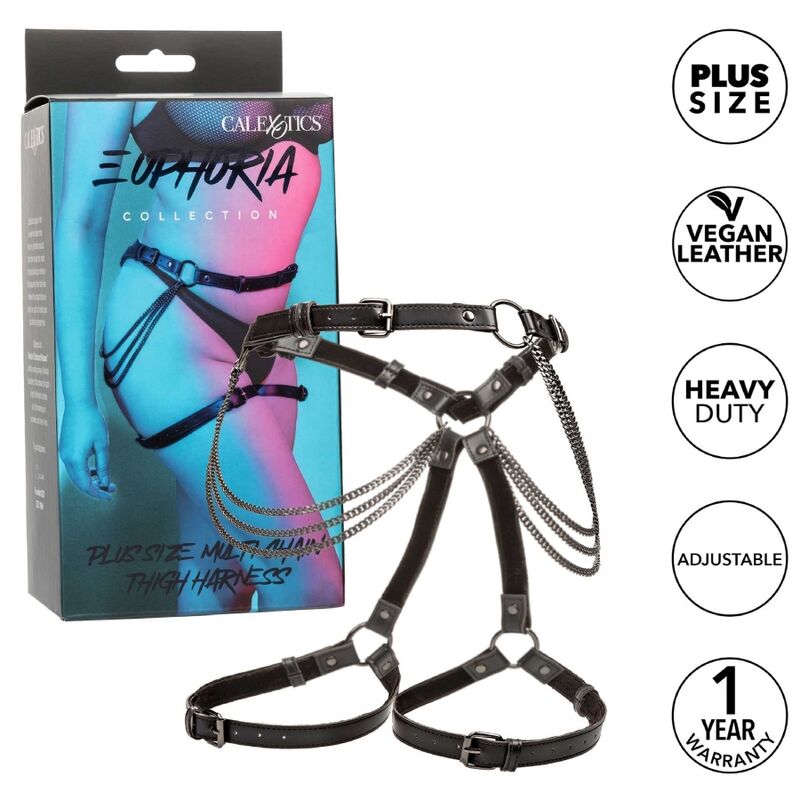 CALEXOTICS – EUPHORIA ARNÊS DE COXA COM MÚLTIPLAS CORRENTES TAMANHO PLUS