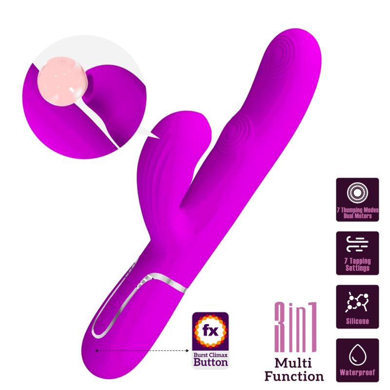 PRETTY LOVE - PERLITA VIBRADOR PONTO G 3 EM 1 MULTIFUNÇÕES VIOLETA