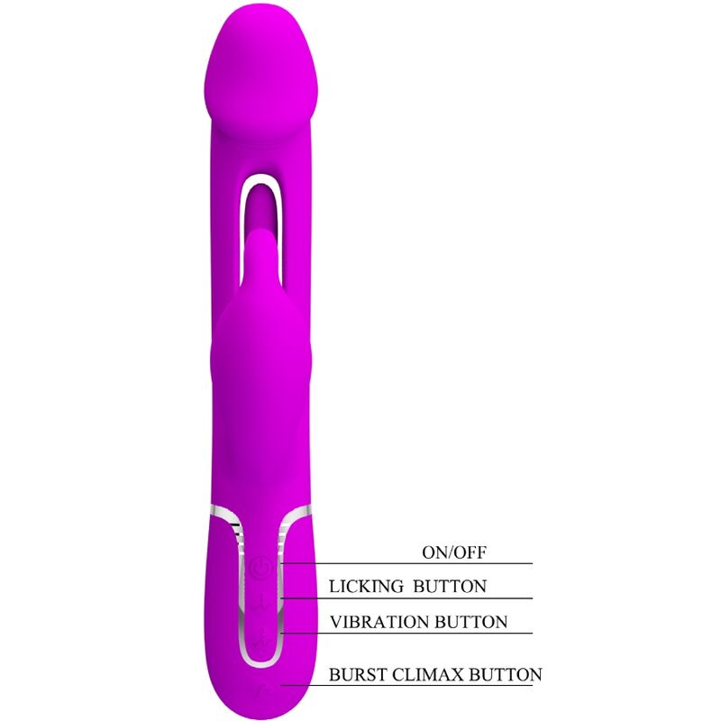 PRETTY LOVE - KAMPAS VIBRADOR RABBIT 3 EM 1 MULTIFUNÇÕES COM LÍNGUA FUCSIA