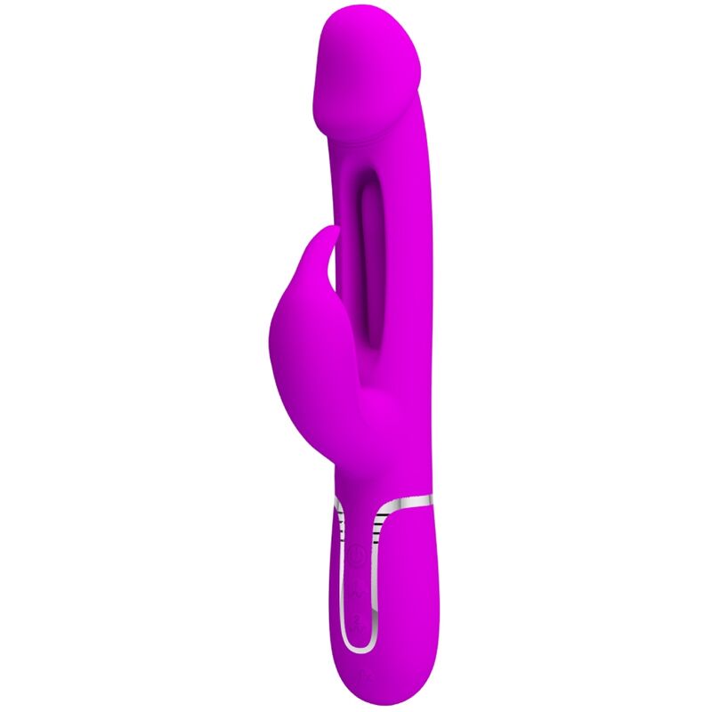 PRETTY LOVE - KAMPAS VIBRADOR RABBIT 3 EM 1 MULTIFUNÇÕES COM LÍNGUA FUCSIA