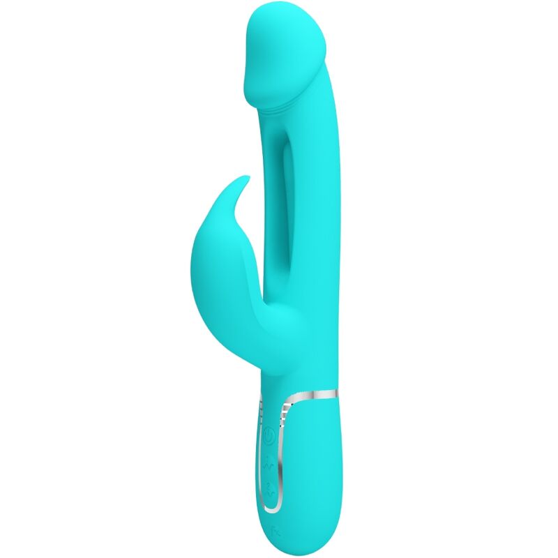 PRETTY LOVE - KAMPAS VIBRADOR RABBIT 3 EM 1 MULTIFUNÇÕES COM LÍNGUA VERDE ÁGUA