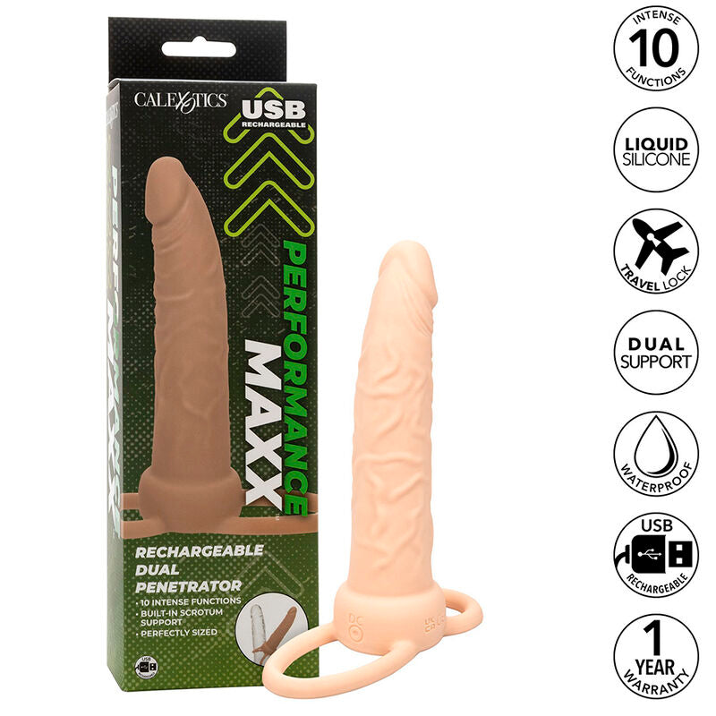 CALEXOTICS - PERFORMANCE MAXX RECHARGEABLE DOUBLE PENETRATOR LIGHT SKIN TONE