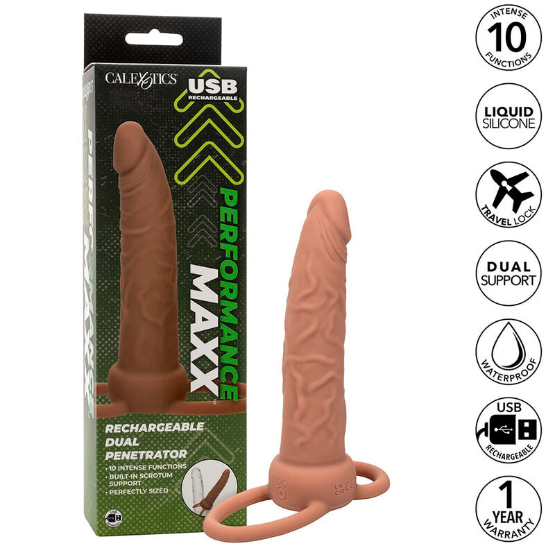 CALEXOTICS - PERFORMANCE MAXX DUPLO PENETRADOR RECARREGÁVEL TOM PELE MORENO