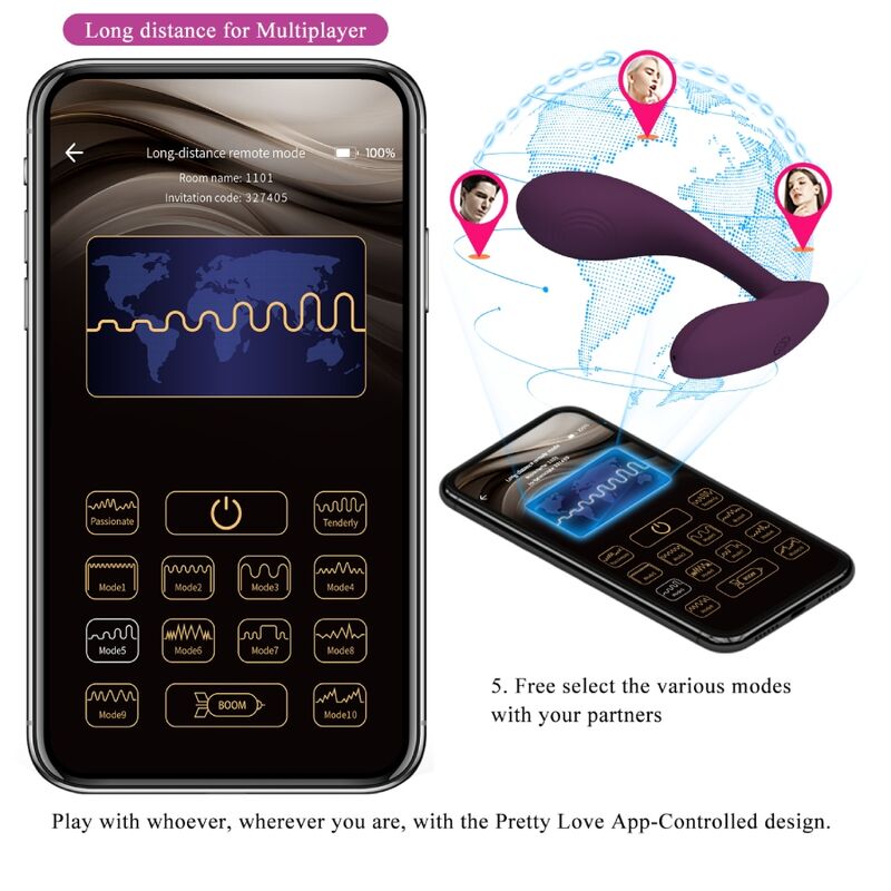PRETTY LOVE - BAIRD VIBRADOR PONTO G 12 MODOS RECARREGÁVEL LILÁS APP
