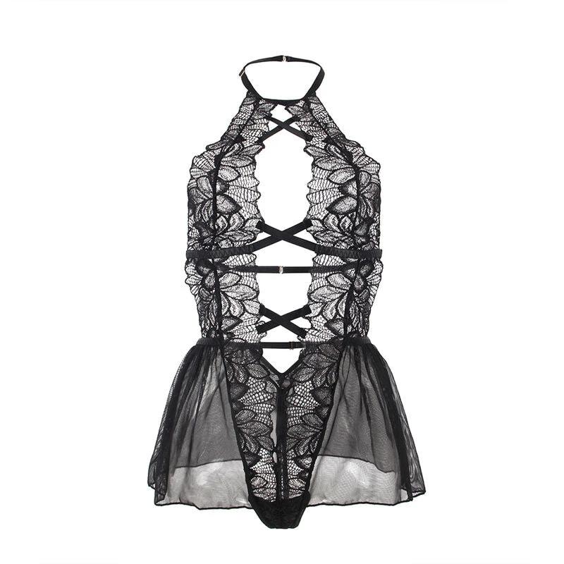 TEDDY GOLA HALTER ESPALDA DESCUBERTA RENDA - Sex Shop Sexy