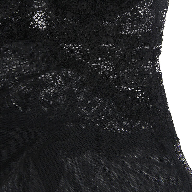SUBBLIME - TULLE BABYDOLL WITH LACE DETAIL AND BLACK FLOWER S/M