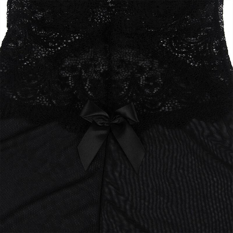 SUBBLIME - TULLE BABYDOLL WITH LACE DETAIL AND BLACK FLOWER S/M