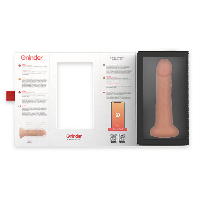 ONINDER - LARGE BOGOTÁ DILDO VIBRADOR 9 VELOCIDADES NATURAL 22 CM Ø 4.5 CM APP GRATUITA