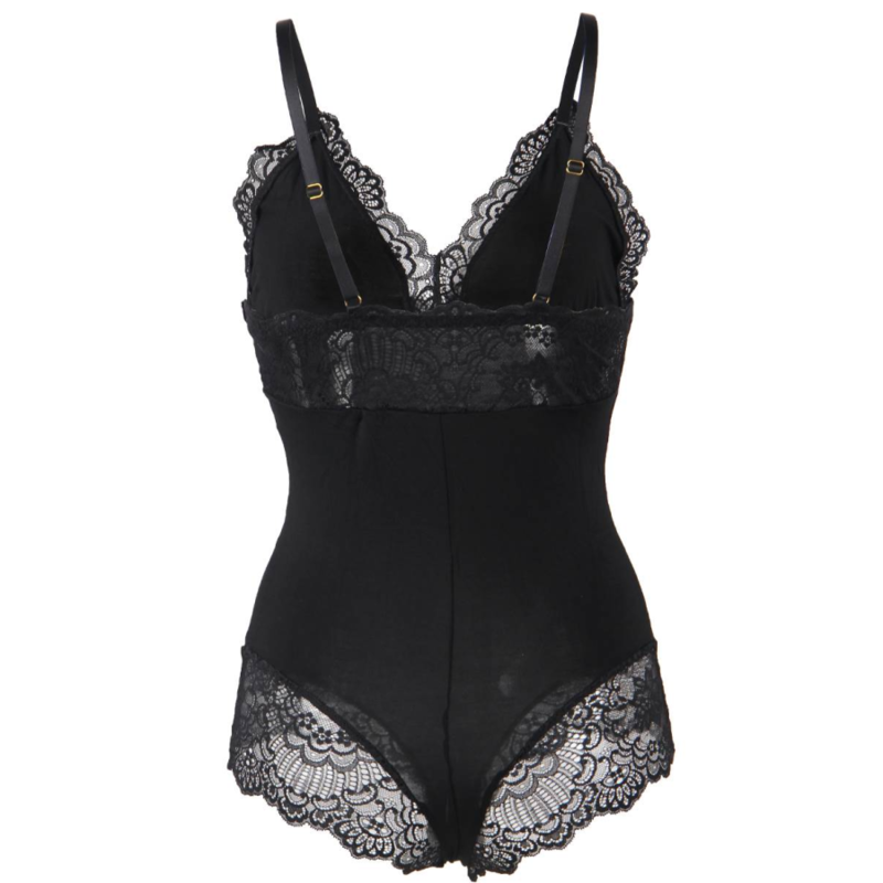 SUBBLIME - TEDDY COM DETALHE EM RENDA FLORAL PRETO S/M