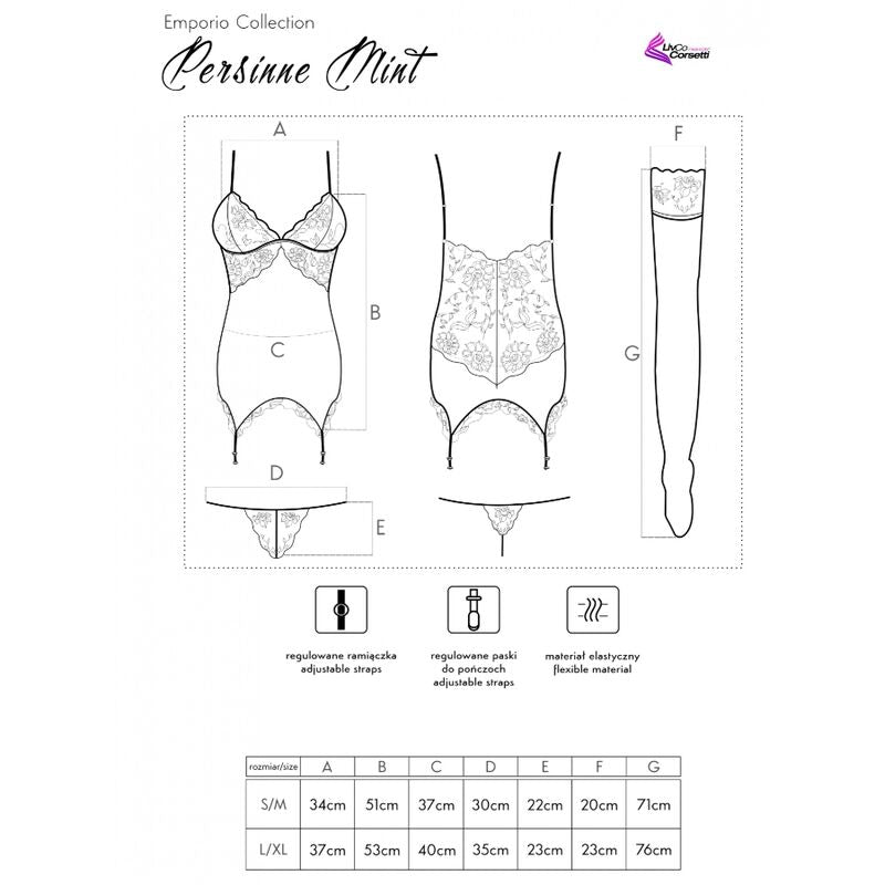 PERSINNE MIT EMPORIO CONJUNTO CORSET + CUECA + MEIAS S/M - LIVCO CORSETTI FASHION