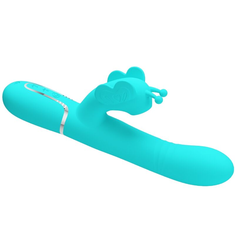 PRETTY LOVE - VIBRADOR RABBIT MULTIFUNÇÃO 4 EM 1 BORBOLETA VERDE ÁGUA
