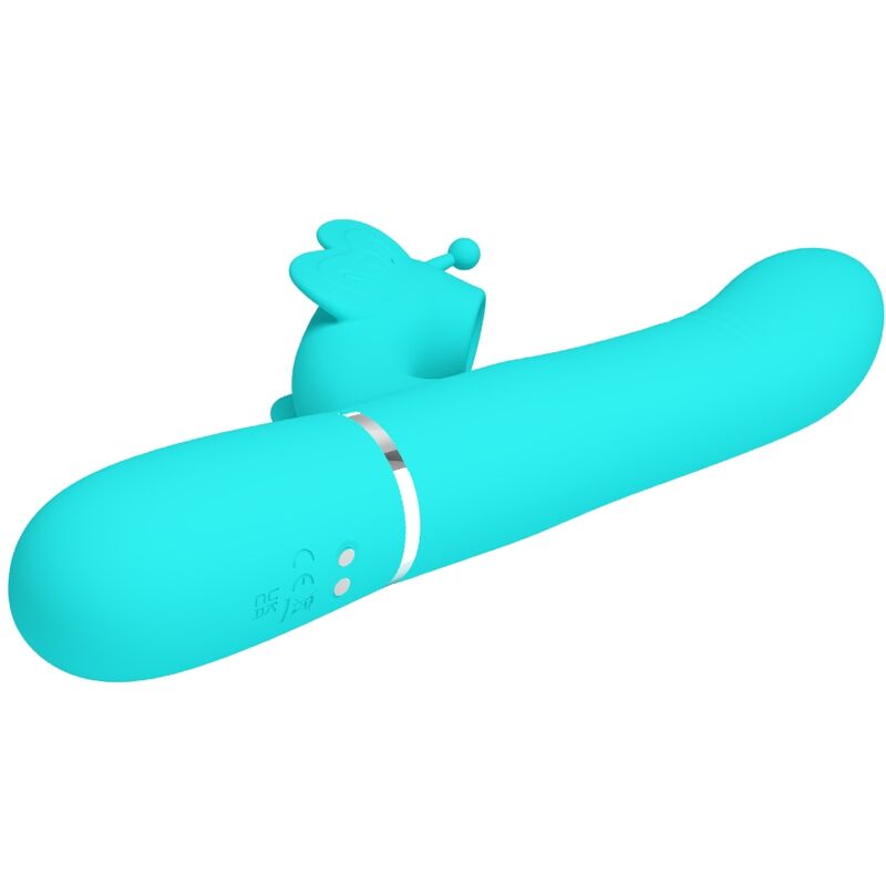 PRETTY LOVE - VIBRADOR RABBIT MULTIFUNÇÃO 4 EM 1 BORBOLETA VERDE ÁGUA