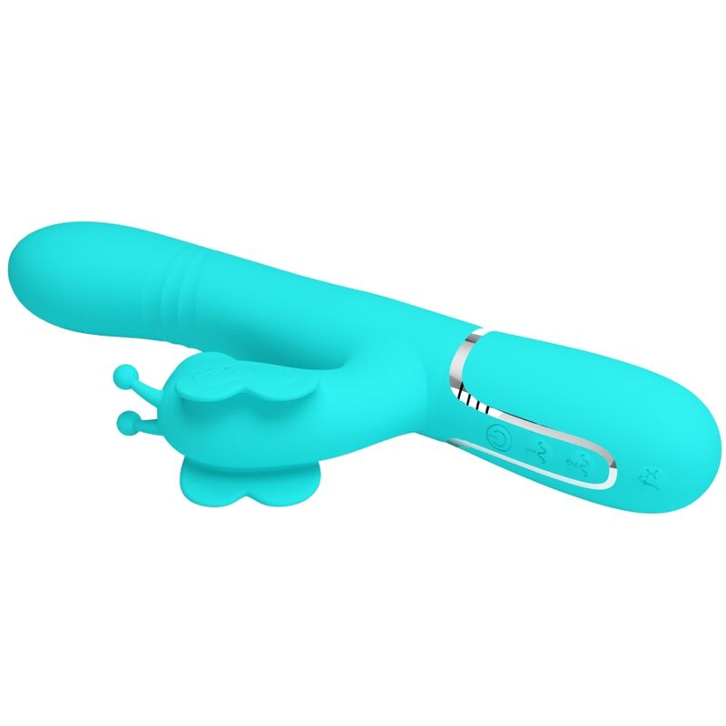 PRETTY LOVE - VIBRADOR RABBIT MULTIFUNÇÃO 4 EM 1 BORBOLETA VERDE ÁGUA