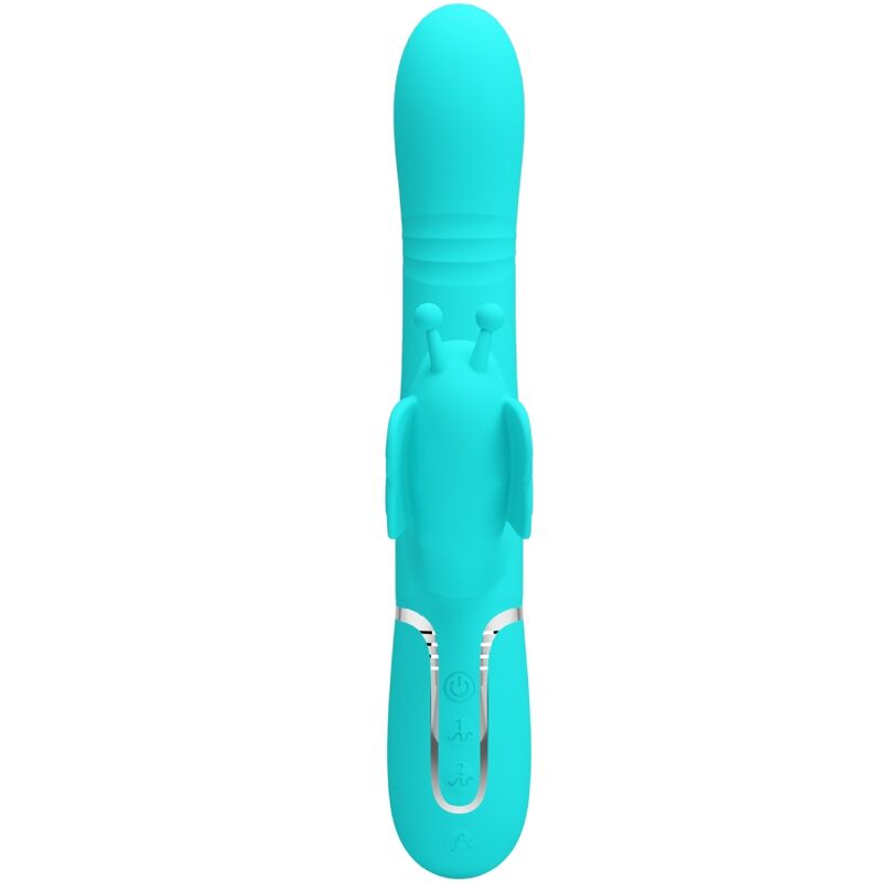 PRETTY LOVE - VIBRADOR RABBIT MULTIFUNÇÃO 4 EM 1 BORBOLETA VERDE ÁGUA