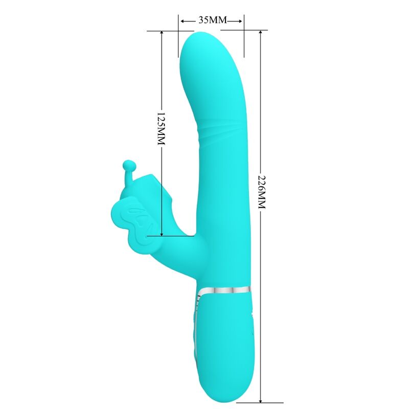 PRETTY LOVE - VIBRADOR RABBIT MULTIFUNÇÃO 4 EM 1 BORBOLETA VERDE ÁGUA