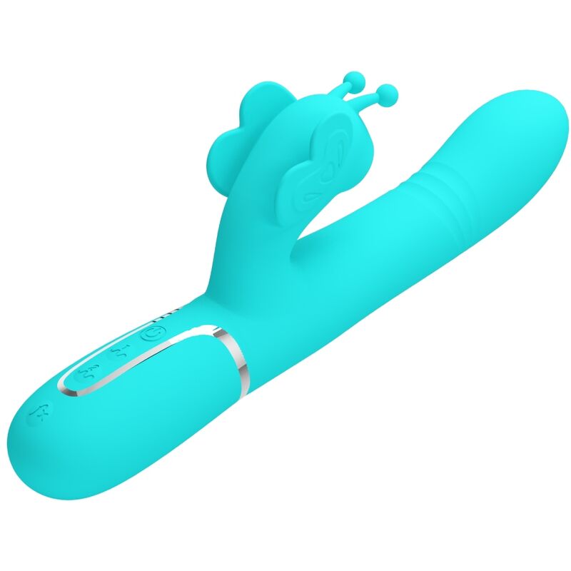 PRETTY LOVE - VIBRADOR RABBIT MULTIFUNÇÃO 4 EM 1 BORBOLETA VERDE ÁGUA