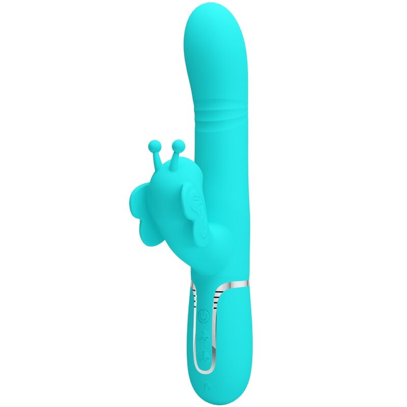 PRETTY LOVE - VIBRADOR RABBIT MULTIFUNÇÃO 4 EM 1 BORBOLETA VERDE ÁGUA