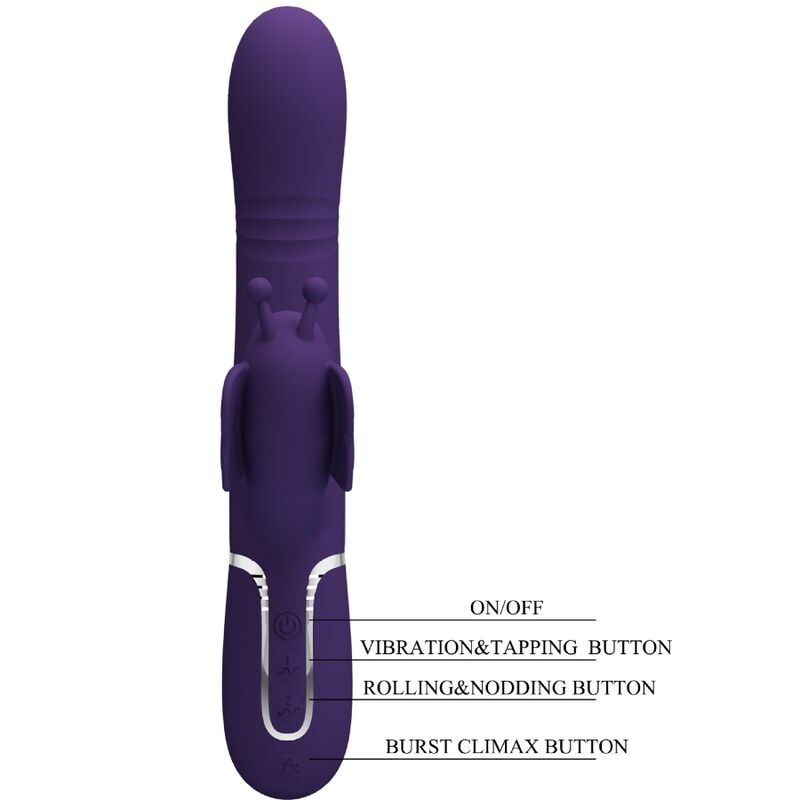 PRETTY LOVE - VIBRADOR RABBIT MULTIFUNÇÃO 4 EM 1 BORBOLETA ROXO