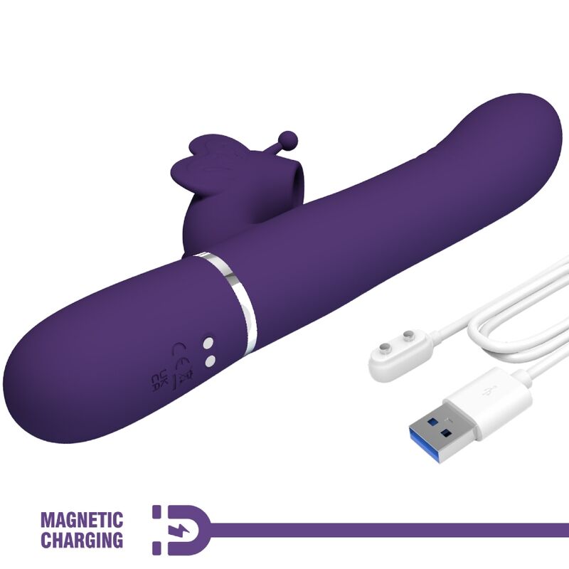 PRETTY LOVE - VIBRADOR RABBIT MULTIFUNÇÃO 4 EM 1 BORBOLETA ROXO