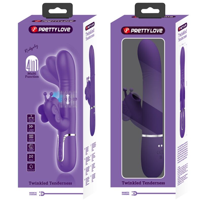 PRETTY LOVE - VIBRADOR RABBIT MULTIFUNÇÃO 4 EM 1 BORBOLETA ROXO
