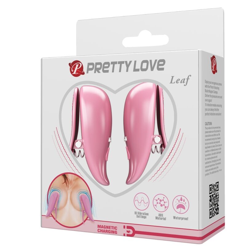 PRETTY LOVE - PINÇAS VIBRATÓRIAS PARA MAMILOS LEAF ROSA