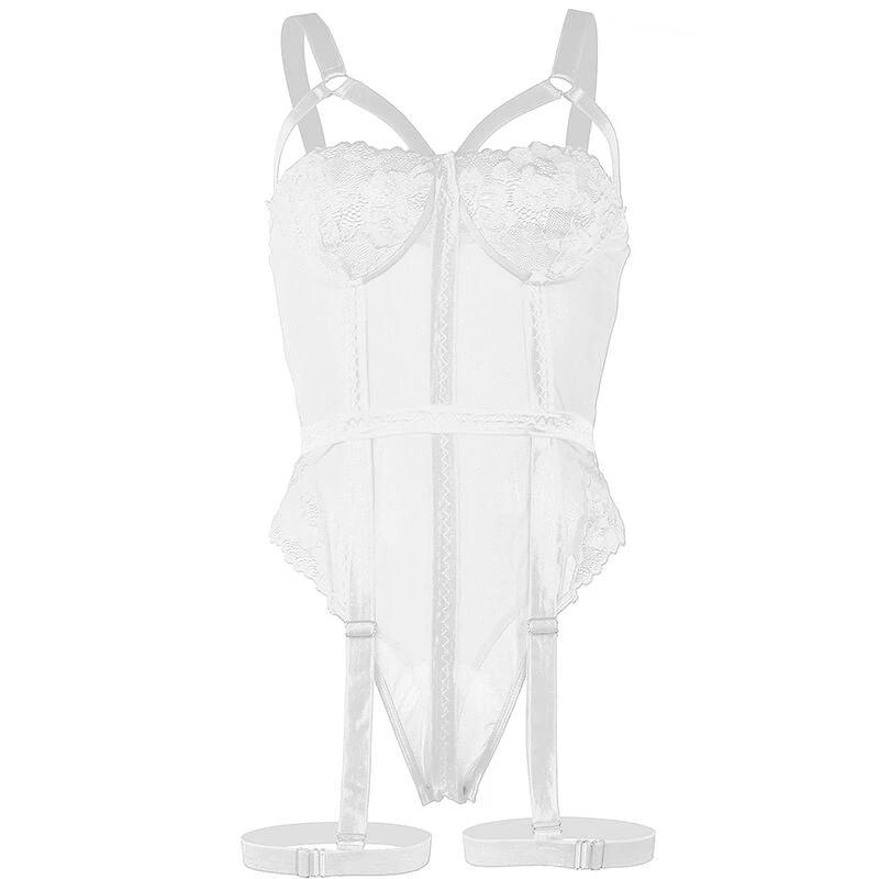 TEDDY COM CINTA-LIGA DETALHE TIRAS PEITO - Sex Shop Sexy