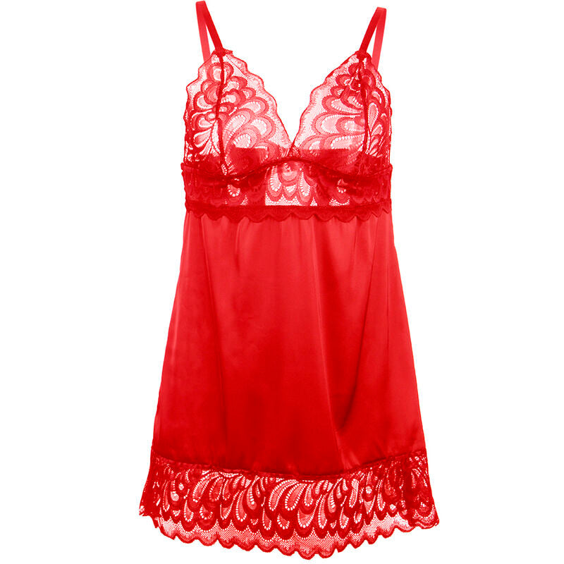 SUBBLIME - SATIN BABYDOLL WITH RED LACE DETAIL S/M