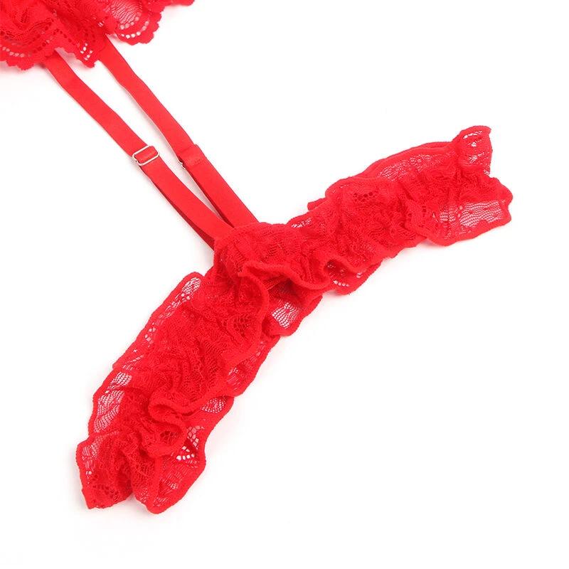 TEDDY COM LIGA DETALHE EM RENDA E TIRAS - Sex Shop Sexy