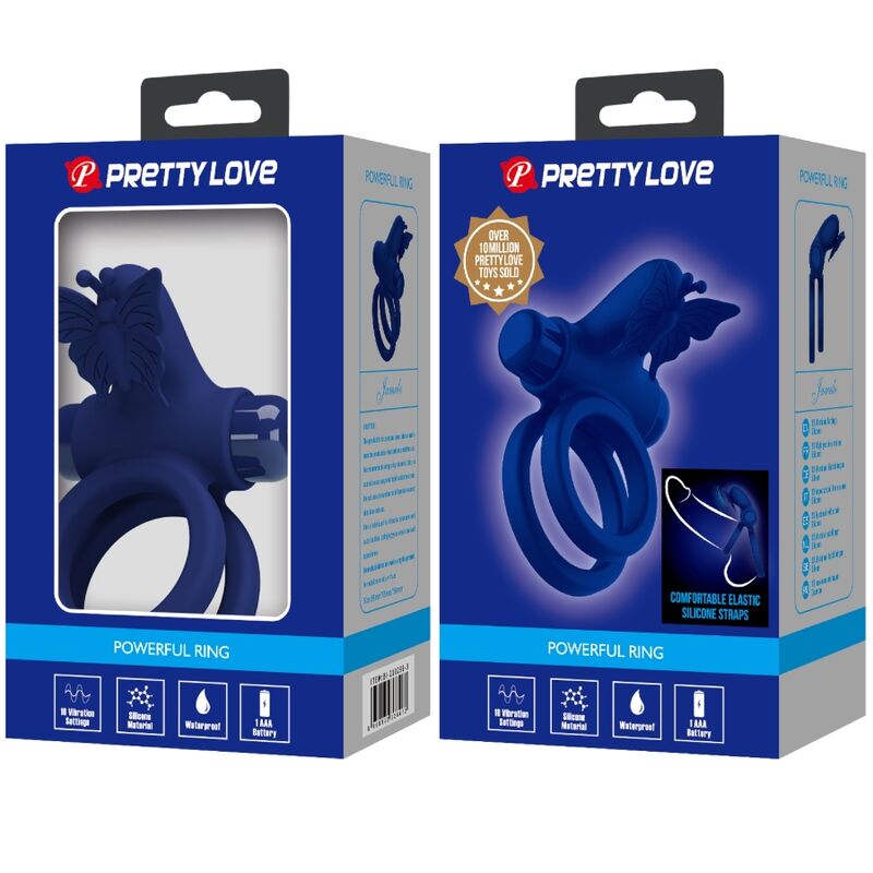 PRETTY LOVE - JAMELE ANEL DUPLO VIBRADOR COM ESTIMULADOR BORBOLETA AZUL