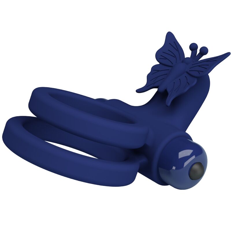 PRETTY LOVE - JAMELE ANEL DUPLO VIBRADOR COM ESTIMULADOR BORBOLETA AZUL