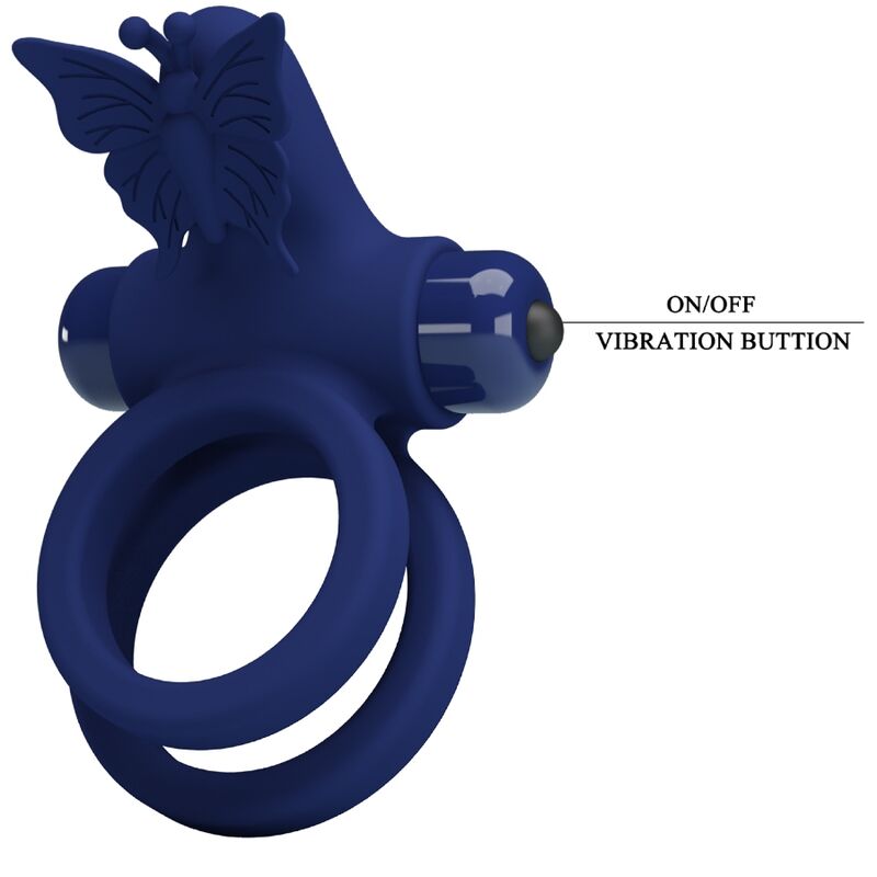 PRETTY LOVE - JAMELE ANEL DUPLO VIBRADOR COM ESTIMULADOR BORBOLETA AZUL