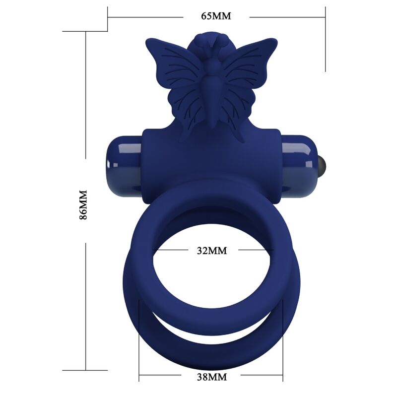 PRETTY LOVE - JAMELE ANEL DUPLO VIBRADOR COM ESTIMULADOR BORBOLETA AZUL