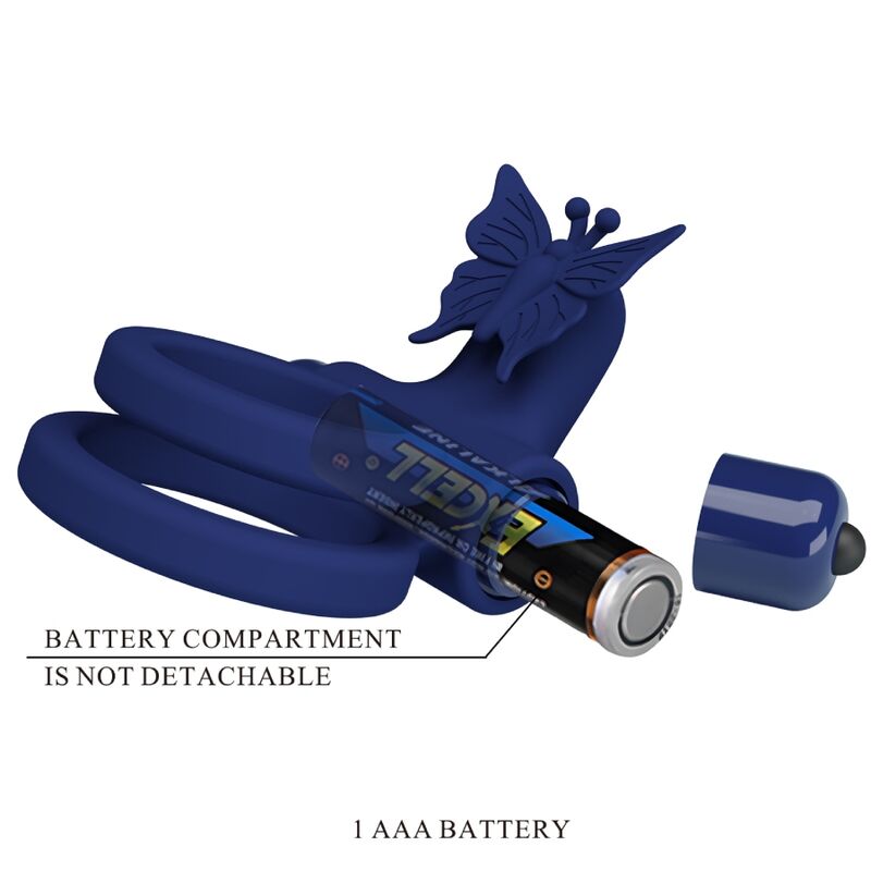 PRETTY LOVE - JAMELE ANEL DUPLO VIBRADOR COM ESTIMULADOR BORBOLETA AZUL