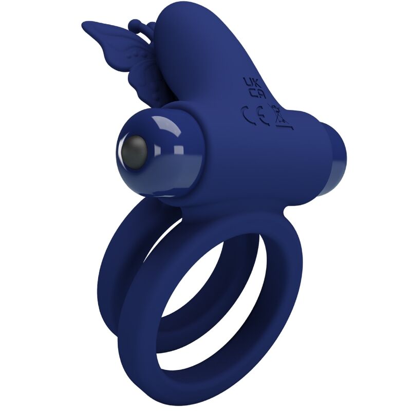 PRETTY LOVE - JAMELE ANEL DUPLO VIBRADOR COM ESTIMULADOR BORBOLETA AZUL