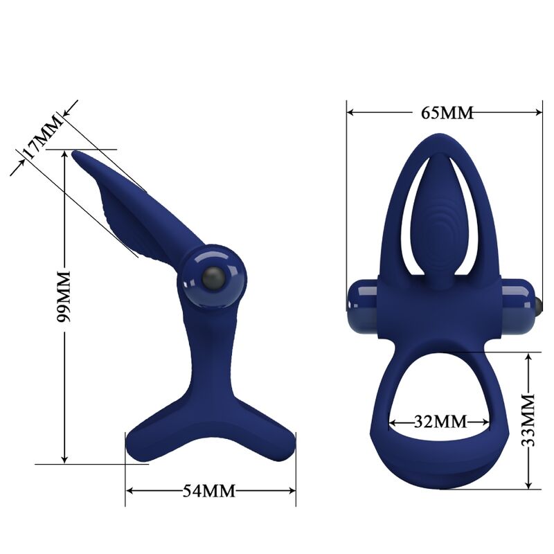 PRETTY LOVE - MAT ANEL DUPLO VIBRADOR COM ESTIMULADOR AZUL