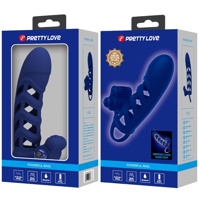 PRETTY LOVE - ALTAF ANEL VIBRADOR COM FUNDA DE SILICONE AZUL
