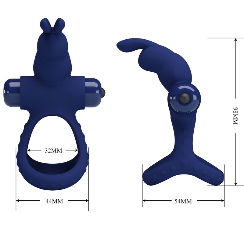 PRETTY LOVE - LUCHITO ANEL DUPLO RABBIT VIBRADOR AZUL