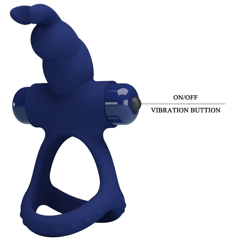 PRETTY LOVE - LUCHITO ANEL DUPLO RABBIT VIBRADOR AZUL